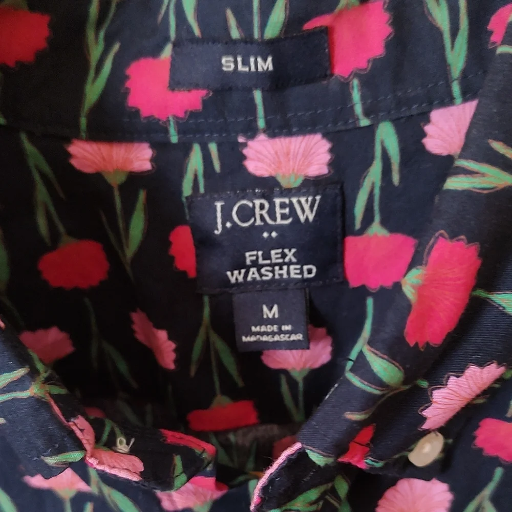 J. Crew Men's Pink and Blue Floral Shirt
